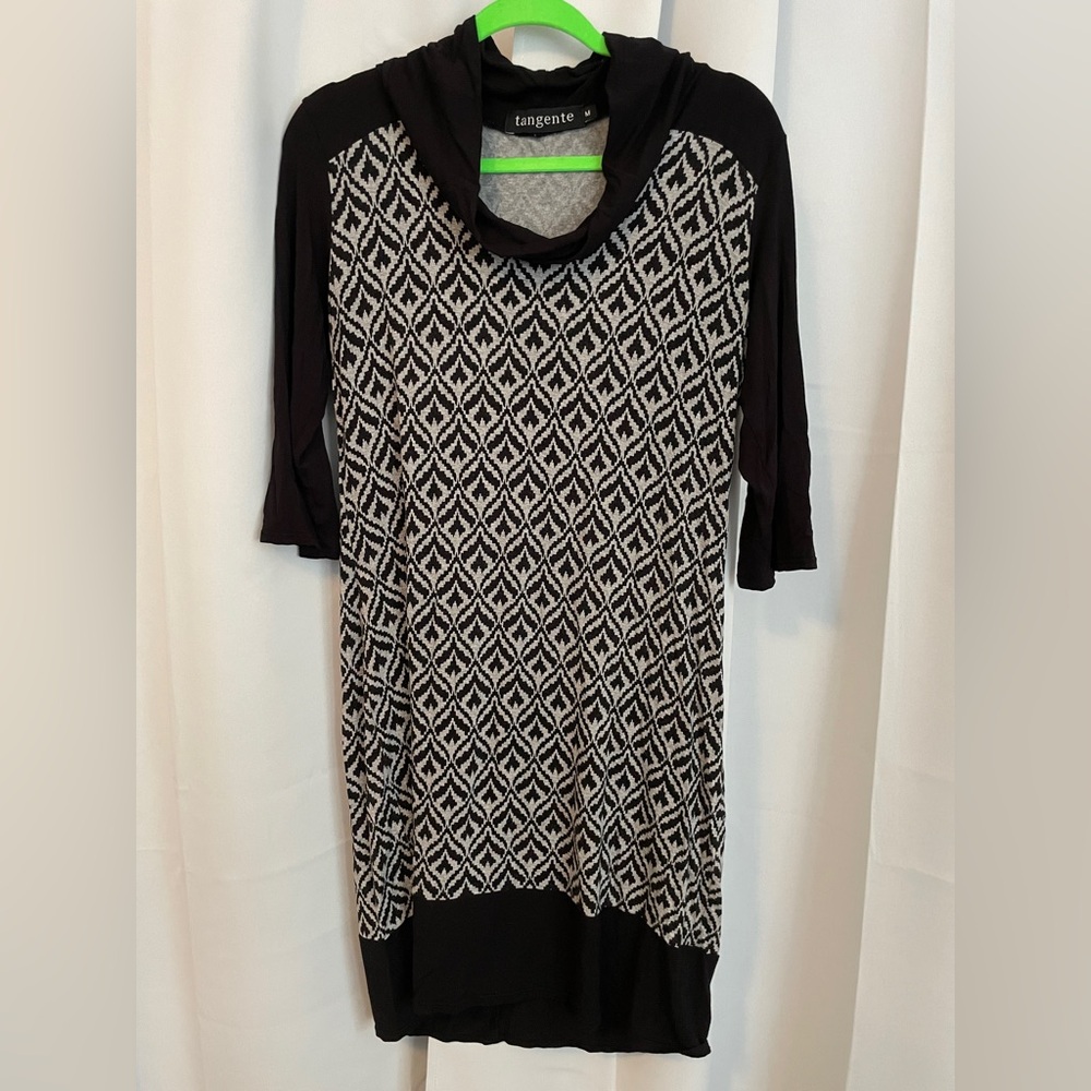 Elegant Black and Grey Patterned Women's Tunic by Tangente